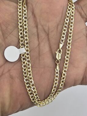 14kt Real Gold Cuban Diamond Cut Chain 3.5mm 20 Inch